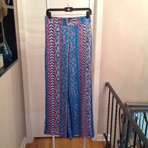 Maison d'Amelie Geometric Floral Patterned Palazzo Wide Leg Cruise Pants S